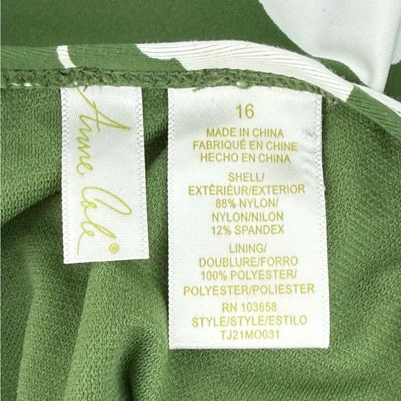 Anne Cole Green Floral Halter One-Piece Swimsuit Ruched Summer Swimwear Size 16 - Picture 13 of 15